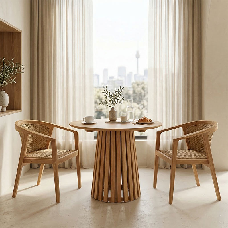 product_pako_343-000077 Τραπεζαρία Granny-Kenda Ι σετ 3τεμ σε φυσική-μπεζ απόχρωση Φ80x75εκ - Image 1
