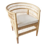 Πολυθρόνα Necorian paakoworld teak ξύλο με pe rattan σε φυσική απόχρωση και λευκό μαξιλάρι 80x70x87εκ - Image 2