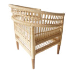 Πολυθρόνα Necorian paakoworld teak ξύλο με pe rattan σε φυσική απόχρωση και λευκό μαξιλάρι 80x70x87εκ - Image 3