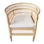 Πολυθρόνα Necorian paakoworld teak ξύλο με pe rattan σε φυσική απόχρωση και λευκό μαξιλάρι 80x70x87εκ - Image 5