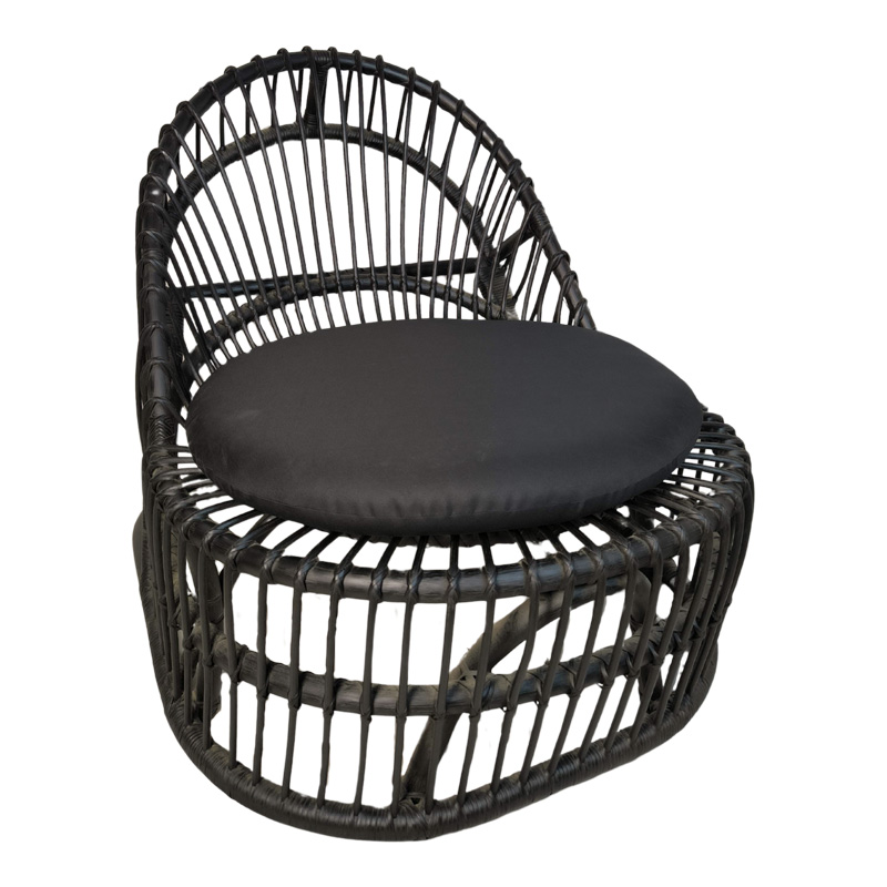 product_pako_343-000094 Πολυθρόνα Tromso paakoworld pe rattan σε μαύρη απόχρωση με μαύρο μαξιλάρι 80x85x98εκ - Image 1