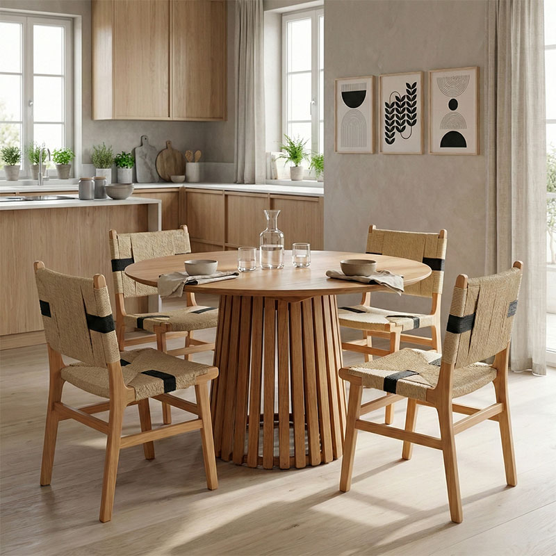 product_pako_343-000116 Τραπέζι Kenda I mindi ξύλο σε φυσική απόχρωση Φ120x75εκ - Image 1
