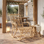Κουνιστή πολυθρόνα Cormeny rattan σε φυσική απόχρωση 68x109x103εκ - Image 2