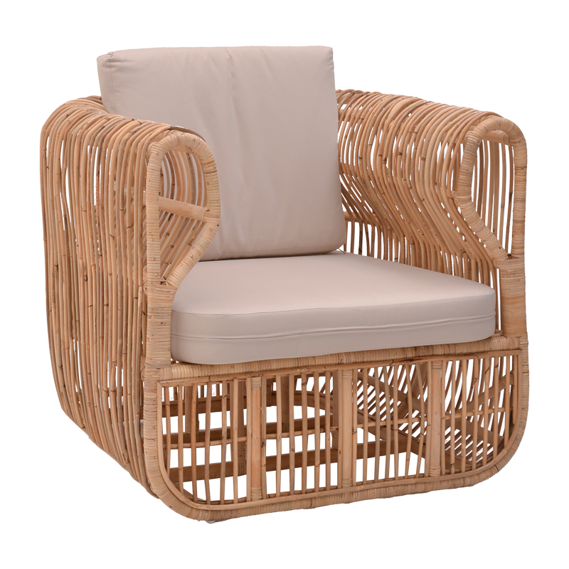 product_pako_344-000008 Πολυθρόνα Fajole rattan σε φυσική απόχρωση με μπεζ μαξιλάρι 83x92x82εκ - Image 1