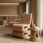 Πολυθρόνα Favorsy rattan σε φυσική απόχρωση 52x65x90εκ - Image 2