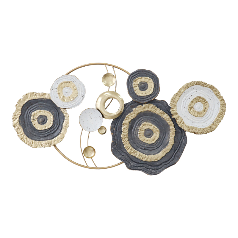 product_pako_345-000007 Διακοσμητικό τοίχου Cirsus Inart μέταλλο σε χρυσή-λευκή-μαύρη απόχρωση 91x49x4εκ - Image 1