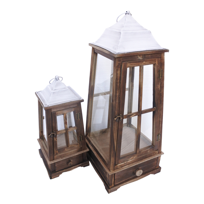 product_pako_346-000009 Φανάρια Hally Inart σετ 2τεμ αλουμίνιο σε σκούρη καφέ απόχρωση - Image 1