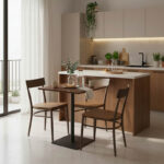 Τραπέζι Nerobian mdf σε καρυδί απόχρωση 60x60x75εκ - Image 2