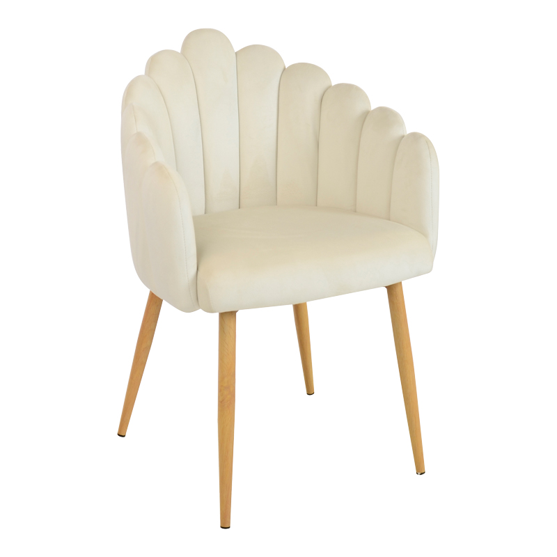 product_pako_357-000008 Πολυθρόνα Briella εκρού βελούδο και μεταλλικά πόδια σε φυσική απόχρωση 60x56x84εκ - Image 1