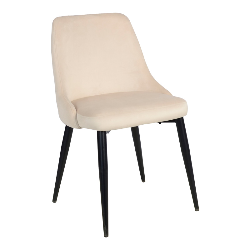 product_pako_357-000011 Καρέκλα Zedna μπεζ βελούδο με μαύρα μεταλλικά πόδια 51x58x84εκ - Image 1