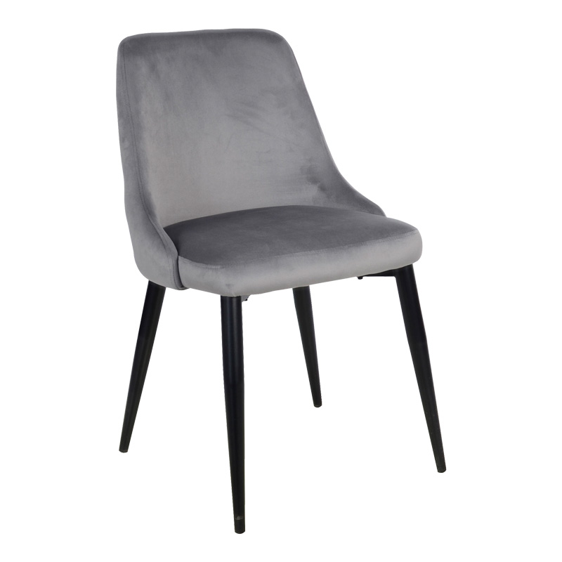 product_pako_357-000012 Καρέκλα Zedna γκρι βελούδο με μαύρα μεταλλικά πόδια 51x58x84εκ - Image 1