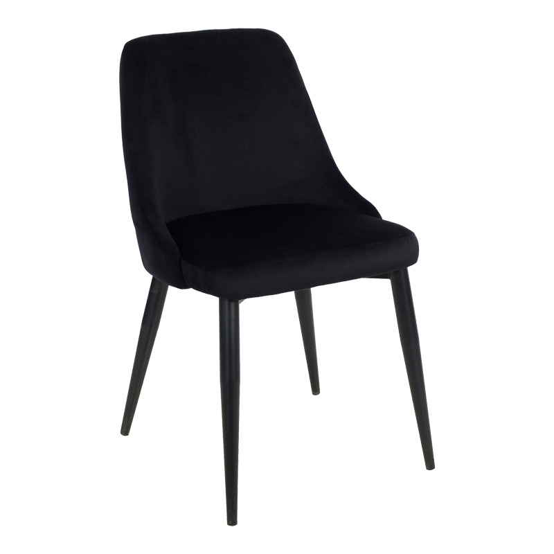 product_pako_357-000013 Καρέκλα Zedna μαύρο βελούδο με μαύρα μεταλλικά πόδια 51x58x84εκ - Image 1