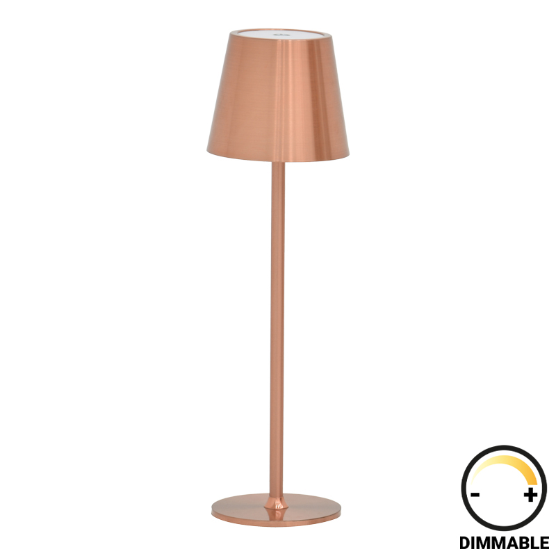 product_pako_358-000010 Επιτραπέζιο φωτιστικό αφής LED Brave Ι επαναφορτιζόμενο σε μπρονζέ απόχρωση Φ11.5x37εκ - Image 1