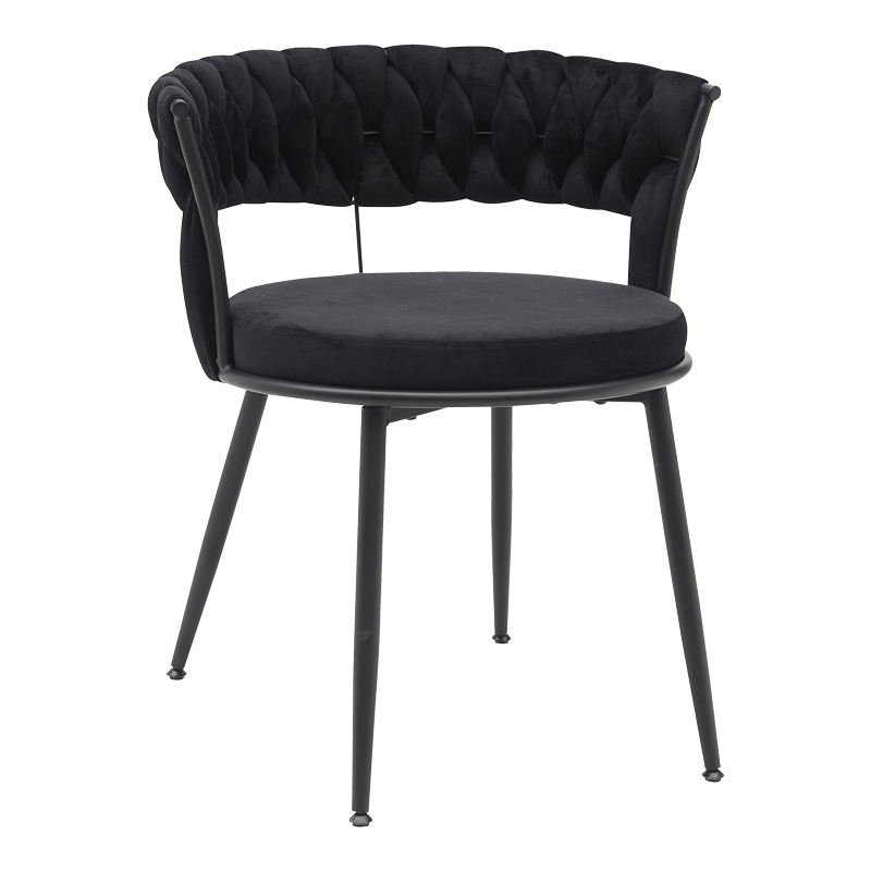product_pako_360-000003 Πολυθρόνα Alkia σε μαύρο βελούδο με πόδι μαύρο μέταλλο 60x57x68εκ - Image 1