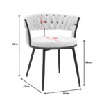 Πολυθρόνα Alkia σε κρεμ βελούδο με πόδι μαύρο μέταλλο 60x57x68εκ - Image 9