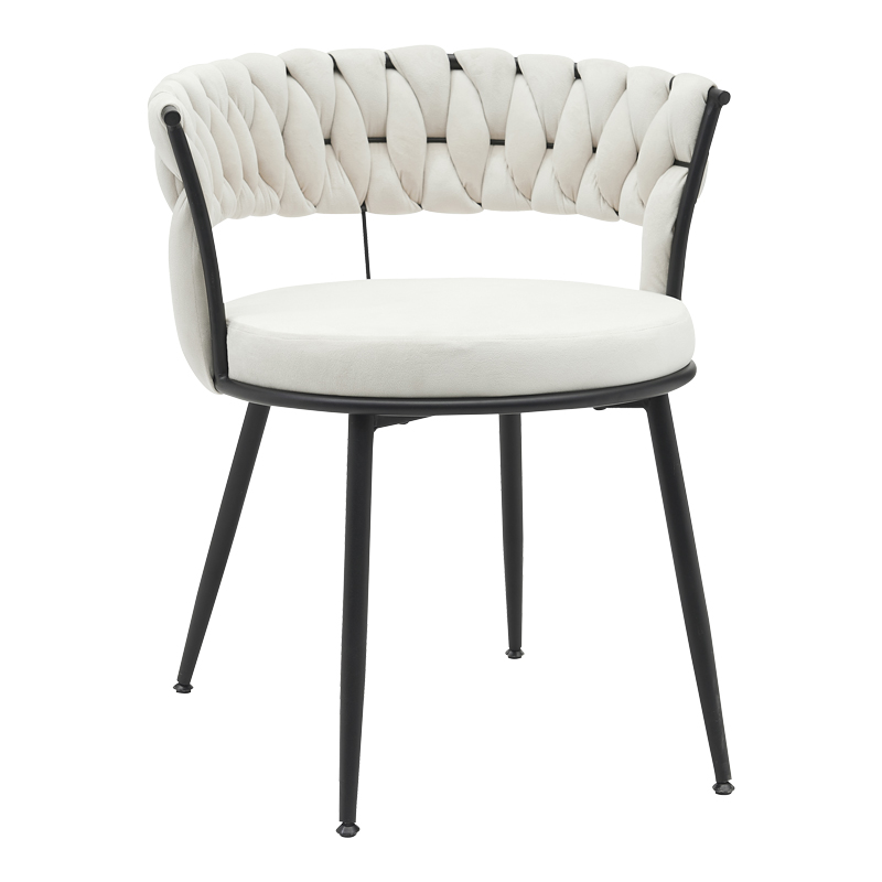 product_pako_360-000004 Πολυθρόνα Alkia σε κρεμ βελούδο με πόδι μαύρο μέταλλο 60x57x68εκ - Image 1