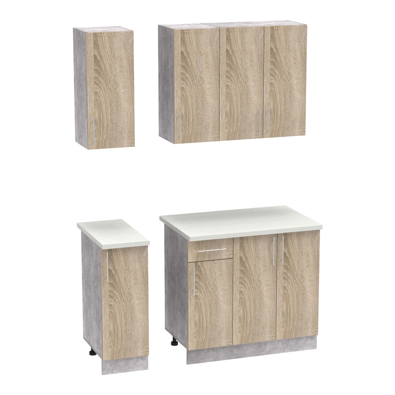 product_pako_361-000011 Σύνθεση κουζίνας Festa II μελαμίνη σε sonoma απόχρωση και πάγκο σε ανοιχτό γκρι 120x60x85εκ - Image 1