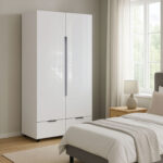 Ντουλάπα δίφυλλη Afina mdf σε λευκή glossy απόχρωση 100x57x213εκ