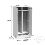 Ντουλάπα δίφυλλη Afina mdf σε λευκή glossy απόχρωση 100x57x213εκ - Image 8