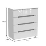 Συρταριέρα Afina mdf σε λευκή glossy απόχρωση 90x44x101εκ - Image 3