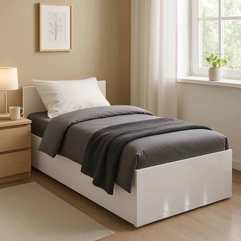 product_pako_361-000020 Κρεβάτι μονό Afina σε λευκή glossy απόχρωση 90x200εκ - Image 1