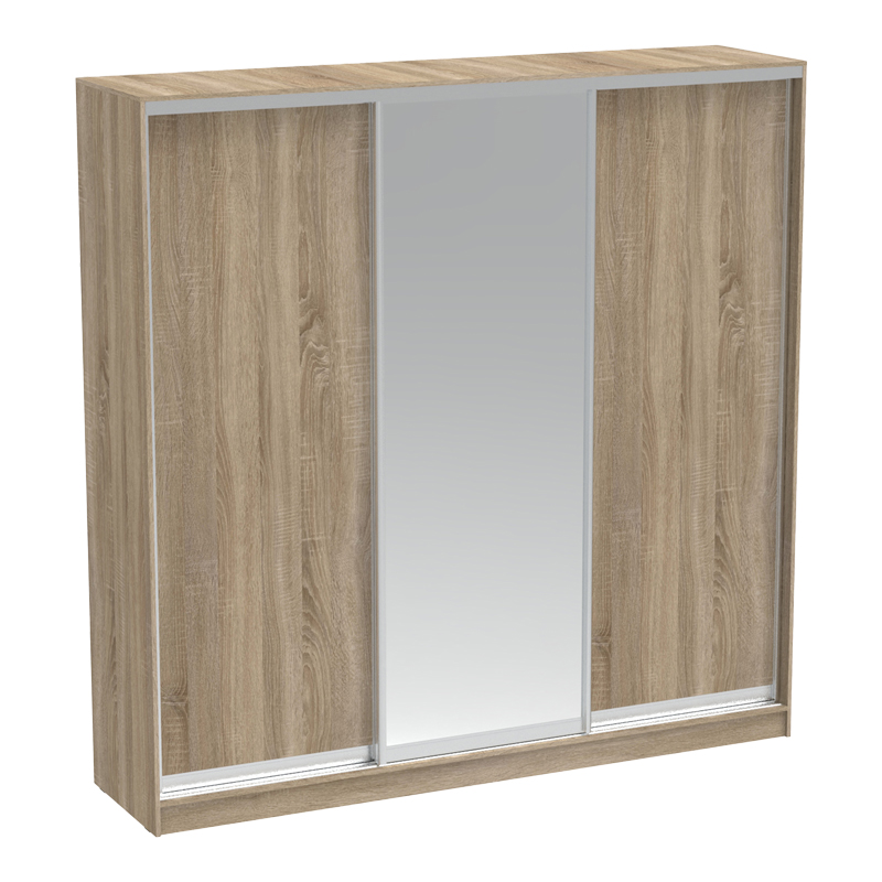 product_pako_361-000054 Ντουλάπα τριφυλλη συρόμενη με καθρέφτη Aparador I σε sonoma απόχρωση 240x60x240εκ - Image 1
