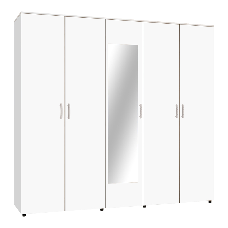 product_pako_361-000058 Ντουλάπα πεντάφυλλη με καθρέφτη Luna σε λευκή απόχρωση 220x52x200εκ - Image 1