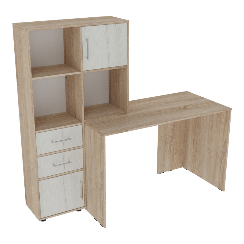 product_pako_361-000098 Γραφείο με βιβλιοθήκη Scarlet σε sonoma-λευκή απόχρωση 161x60x150εκ - Image 1