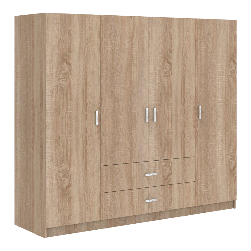 product_pako_361-000111 Ντουλάπα τετράφυλλη Royal με συρτάρια sonoma 200x58x177εκ - Image 1