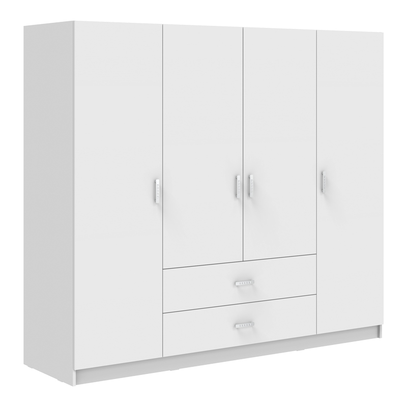 product_pako_361-000112 Ντουλάπα τετράφυλλη Royal με συρτάρια λευκό 200x58x177εκ - Image 1