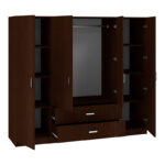 Ντουλάπα τετράφυλλη Royal με συρτάρια wenge 200x58x177εκ - Image 2