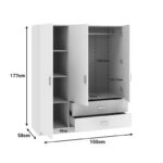 Ντουλάπα τρίφυλλη Royal με συρτάρια λευκό 150x58x177εκ - Image 5