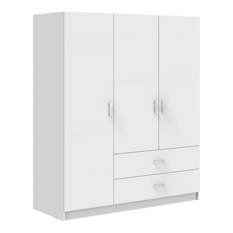 product_pako_361-000117 Ντουλάπα τρίφυλλη Royal με συρτάρια λευκό 150x58x177εκ - Image 1