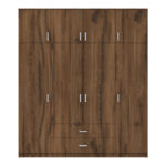 Ντουλάπα τετράφυλλη με συρτάρια Royal καρυδι-oak 200x58x230εκ - Image 4