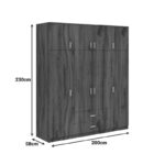 Ντουλάπα τετράφυλλη με συρτάρια Royal καρυδι-oak 200x58x230εκ - Image 5