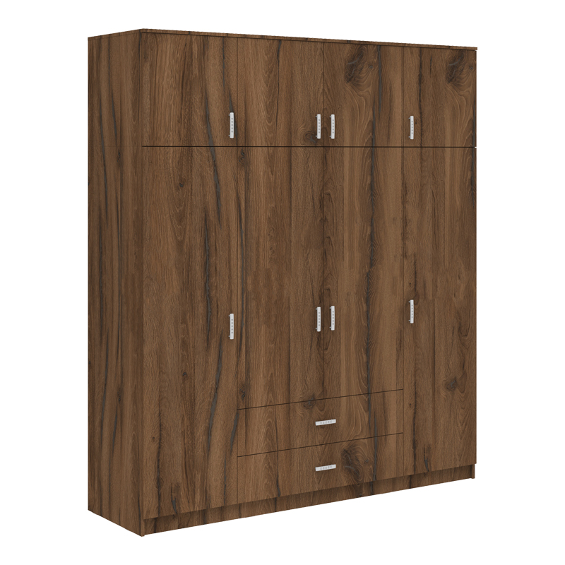 product_pako_361-000119 Ντουλάπα τετράφυλλη με συρτάρια Royal καρυδι-oak 200x58x230εκ - Image 1