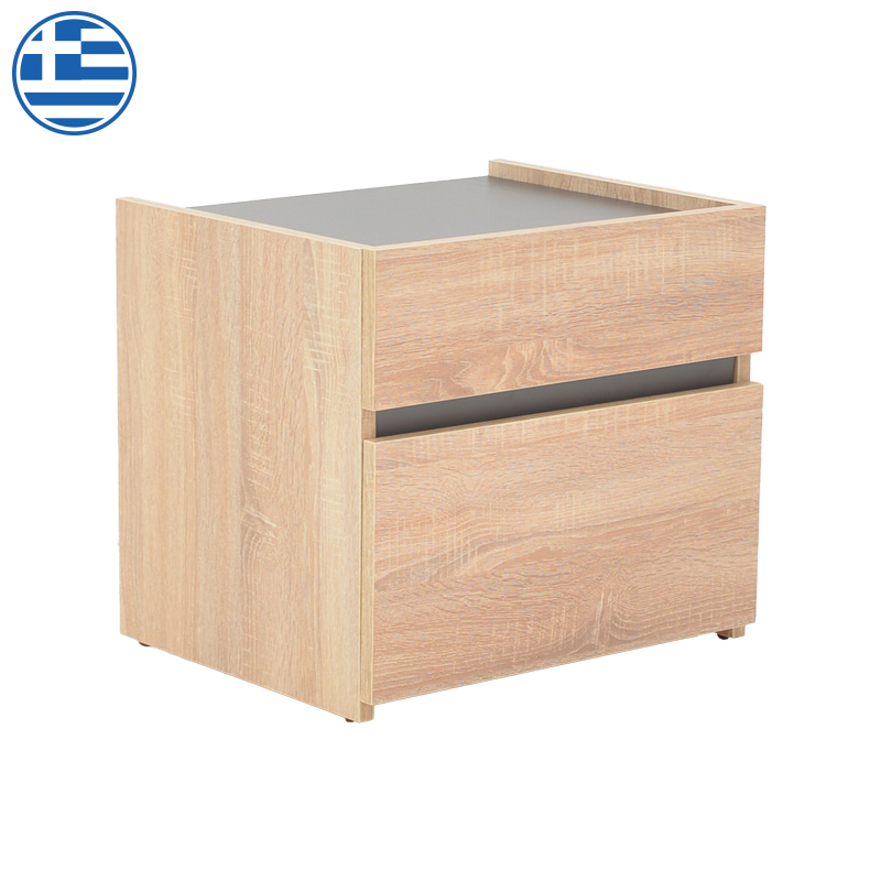 product_pako_362-000001 Κομοδίνο Comcie σε φυσικό με γκρι απόχρωση 50x42x45.5εκ - Image 1