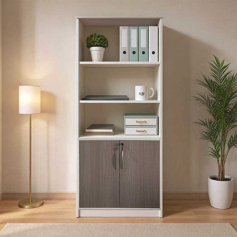 product_pako_367-000009 Βιβλιοθήκη γραφείου Armadi σε sonoma-λευκή απόχρωση 80x40x200εκ - Image 1