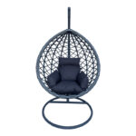 Κούνια φωλιά με βάση Lyere μέταλλο ανθρακί pe rattan σε γκρι απόχρωση 120x108x195εκ - Image 2