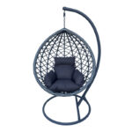 Κούνια φωλιά με βάση Lyere μέταλλο ανθρακί pe rattan σε γκρι απόχρωση 120x108x195εκ - Image 3