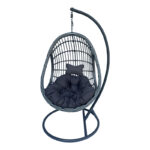 Κούνια φωλιά με βάση Cungo μέταλλο ανθρακί pe rattan σε γκρι απόχρωση 125x105x195εκ - Image 3