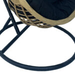 Κούνια φωλιά με βάση Cungo μέταλλο μαύρο- pe rattan μπεζ με μαύρο μαξιλάρι 125x105x195εκ - Image 7