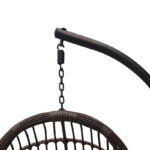 Κούνια φωλιά με βάση Cungo μέταλλο καφέ- pe rattan καφέ με μπεζ μαξιλάρι 125x105x195εκ - Image 3