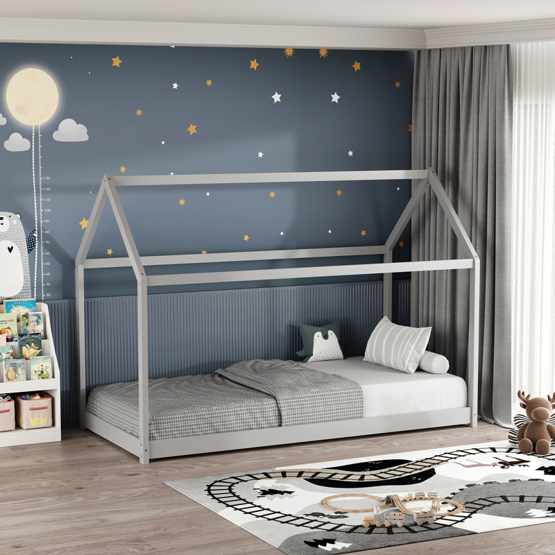product_pako_370-000003 Παιδικό κρεβάτι Nino τ. Montessori ξύλο πεύκου σε γκρι απόχρωση 90x190εκ - Image 1