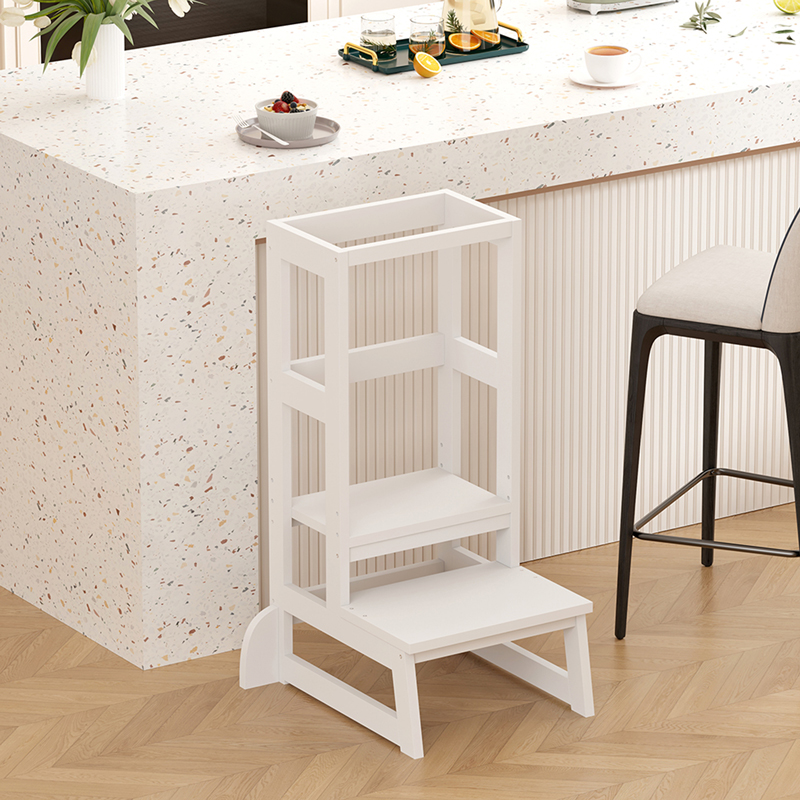 product_pako_370-000029 Παιδικός πύργος εκμάθησης Chiquel τ. Montessori ξύλο σε λευκή απόχρωση 45.7x51x90εκ - Image 1