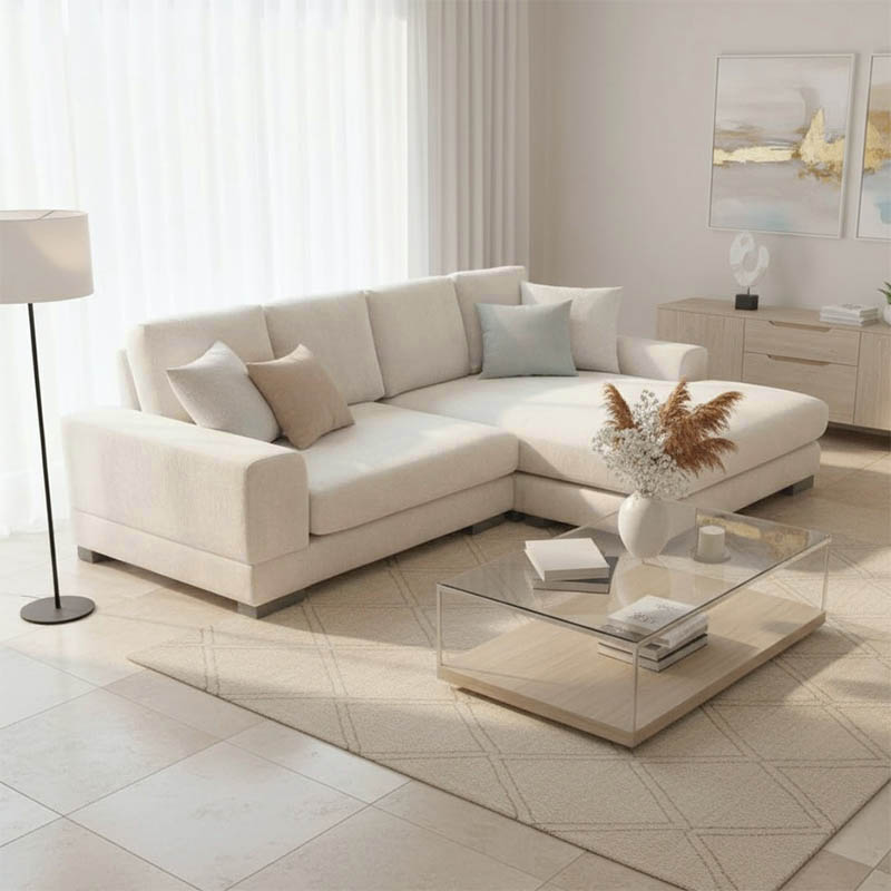 product_pako_371-000007 Γωνιακός καναπές Cornerdo αναστρέψιμος μπεζ ύφασμα 265x175x85εκ - Image 1