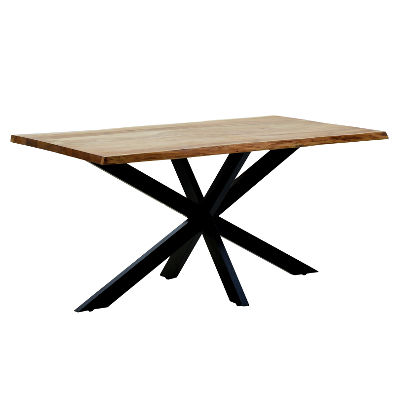product_pako_372-000012 Τραπέζι Lenoua μασίφ ξύλο ακακίας πάχους 3.7-4εκ σε φυσική απόχρωση με μαύρα μεταλλικά πόδια 180x90x76εκ - Image 1