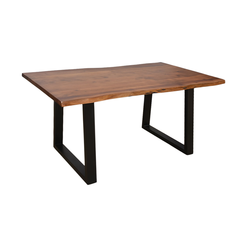 product_pako_372-000019 Τραπέζι Miles μασίφ ξύλο ακακίας πάχους 3.7-4εκ σε καρυδί απόχρωση με μαύρα μεταλλικά πόδια 140x80x76εκ - Image 1