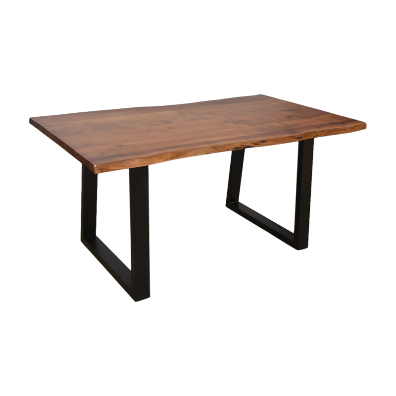 product_pako_372-000020 Τραπέζι Miles μασίφ ξύλο ακακίας πάχους 3.7-4εκ σε καρυδί απόχρωση με μαύρα μεταλλικά πόδια 160x90x76εκ - Image 1