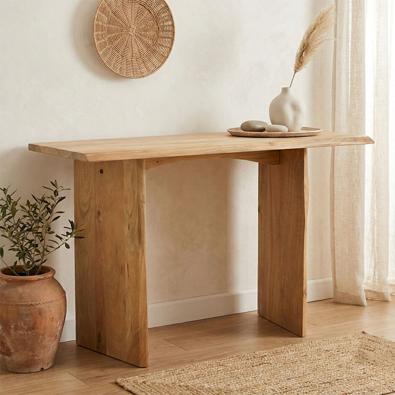 product_pako_372-000033 Κονσόλα Mende μασίφ ξύλο ακακίας σε φυσική απόχρωση 110x50x76εκ - Image 1
